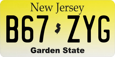 NJ license plate B67ZYG