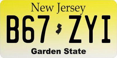 NJ license plate B67ZYI