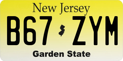 NJ license plate B67ZYM
