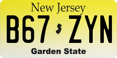 NJ license plate B67ZYN