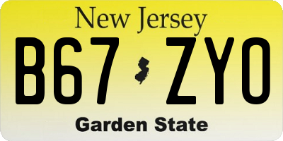 NJ license plate B67ZYO
