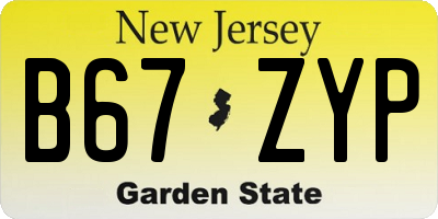NJ license plate B67ZYP