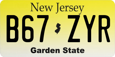 NJ license plate B67ZYR