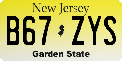 NJ license plate B67ZYS