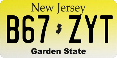 NJ license plate B67ZYT