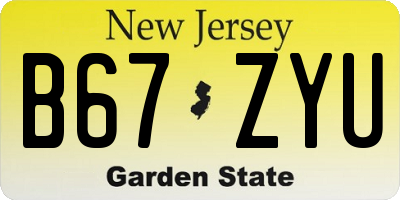 NJ license plate B67ZYU