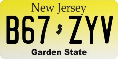 NJ license plate B67ZYV