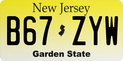 NJ license plate B67ZYW