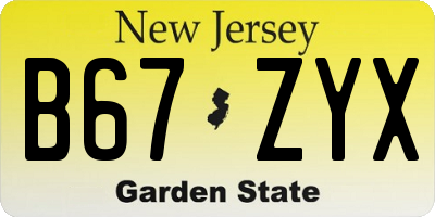 NJ license plate B67ZYX