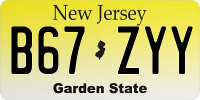 NJ license plate B67ZYY