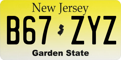 NJ license plate B67ZYZ