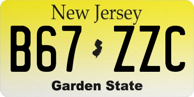 NJ license plate B67ZZC