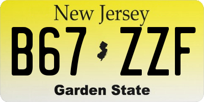 NJ license plate B67ZZF