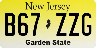 NJ license plate B67ZZG