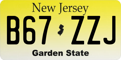 NJ license plate B67ZZJ