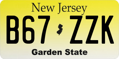NJ license plate B67ZZK