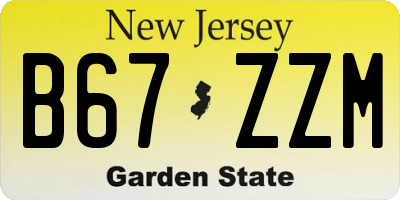 NJ license plate B67ZZM