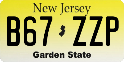 NJ license plate B67ZZP