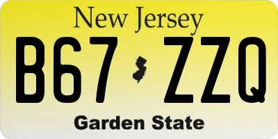 NJ license plate B67ZZQ