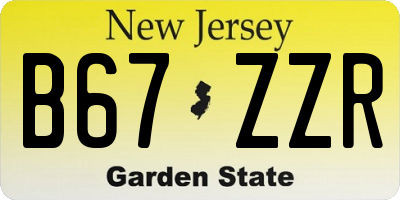 NJ license plate B67ZZR