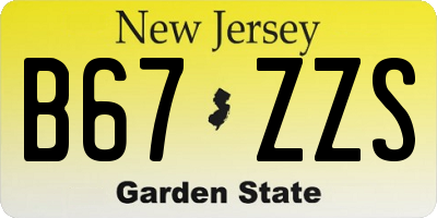 NJ license plate B67ZZS