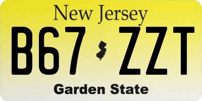 NJ license plate B67ZZT