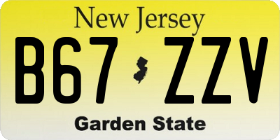 NJ license plate B67ZZV