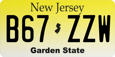 NJ license plate B67ZZW