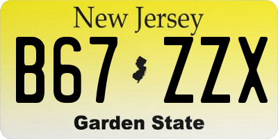 NJ license plate B67ZZX