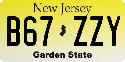 NJ license plate B67ZZY
