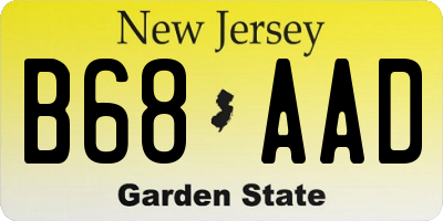 NJ license plate B68AAD
