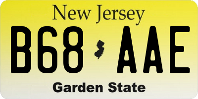 NJ license plate B68AAE