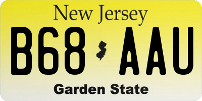 NJ license plate B68AAU