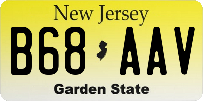 NJ license plate B68AAV