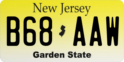NJ license plate B68AAW