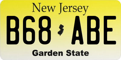 NJ license plate B68ABE