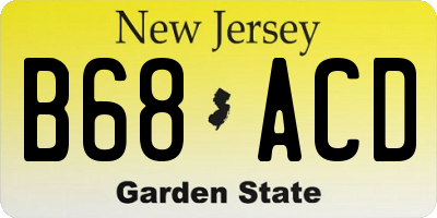 NJ license plate B68ACD
