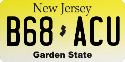 NJ license plate B68ACU