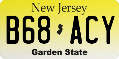 NJ license plate B68ACY