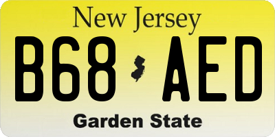NJ license plate B68AED