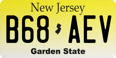 NJ license plate B68AEV