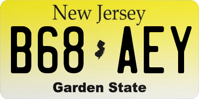 NJ license plate B68AEY