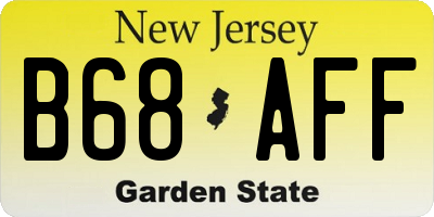 NJ license plate B68AFF