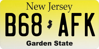 NJ license plate B68AFK