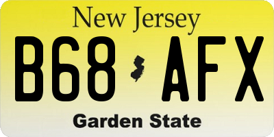 NJ license plate B68AFX