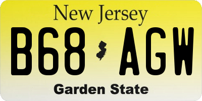 NJ license plate B68AGW