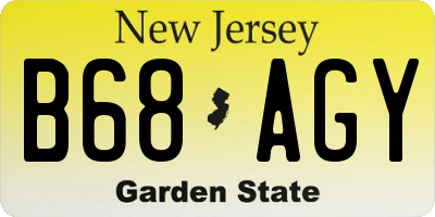 NJ license plate B68AGY
