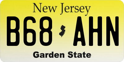 NJ license plate B68AHN