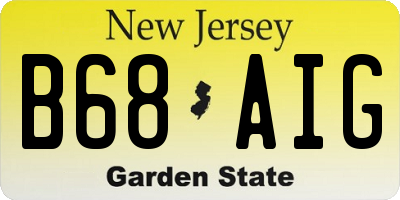 NJ license plate B68AIG