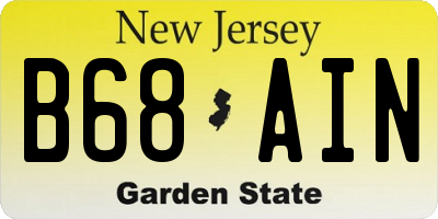 NJ license plate B68AIN